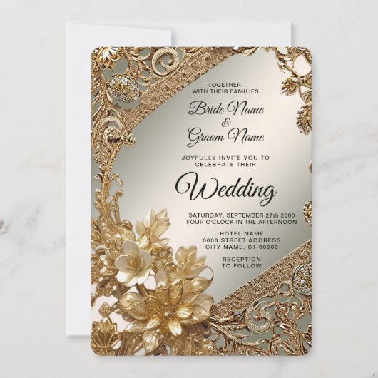 Moderne Verzierte Blumen-Hochzeitsfeier Einladung (Vorderseite)