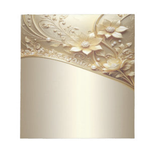 Moderne verzierte Gold-Blumen-Notizblock Notizblock