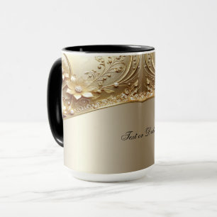 Moderne verzierte Gold-Blumen-Tasse Tasse