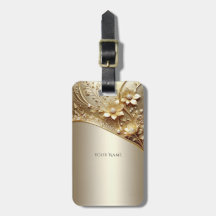 Moderne verzierte goldene Blumen-Gepäckanhänger