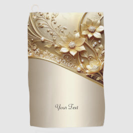 Moderne verzierte goldene Blumen-Golftasche Golfhandtuch