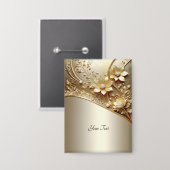 Moderne verzierte goldene Blumen mit Perlen Knopf Button (Vorderseite/Rückseite)