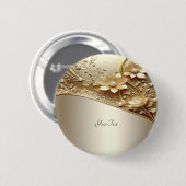 Moderne verzierte goldene Blumen mit Perlen Knopf Button (Vorne & Hinten)
