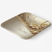 Moderne verzierte goldene Blumen mit Perlen-Papier Pappteller (Gewinkelt)