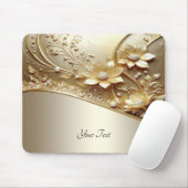 Moderne verzierte goldene Blumenelemente mit Perle Mousepad (Mit Mouse)