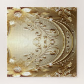 Moderne verzierte goldene Blumenpuzzle Puzzle (Horizontal)