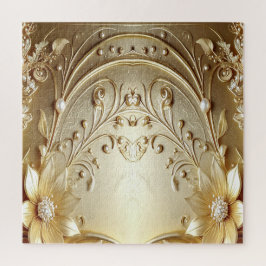 Moderne verzierte goldene Blumenpuzzle Puzzle