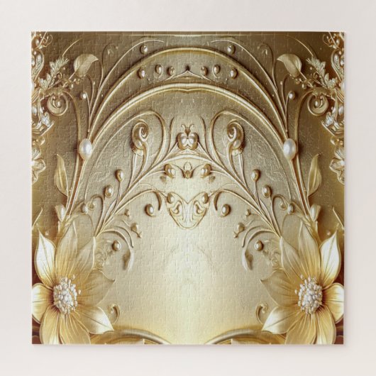 Moderne verzierte goldene Blumenpuzzle Puzzle (Vertikal)