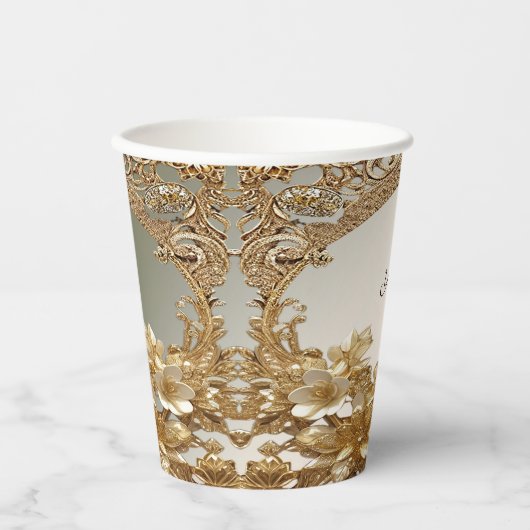 Moderne Verzierte Papiersorten aus Gold Pappbecher (Vorderseite)