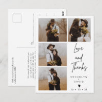 Moderne Vier-Foto Hochzeit Danke Postcard