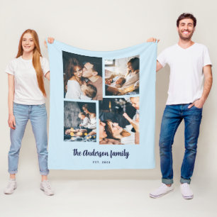 Moderne Vier FotoCollage   Blau Fleecedecke