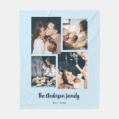 Moderne Vier FotoCollage | Blau Fleecedecke (Vorderseite)