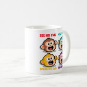 Moderne Vier Weise Affen Grafik Kunst Kaffeetasse (VorderseiteRechts)