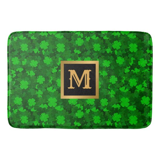 Moderne Vierblättriges Kleeblatt Blumenmatte Badematte (Vorderseite)