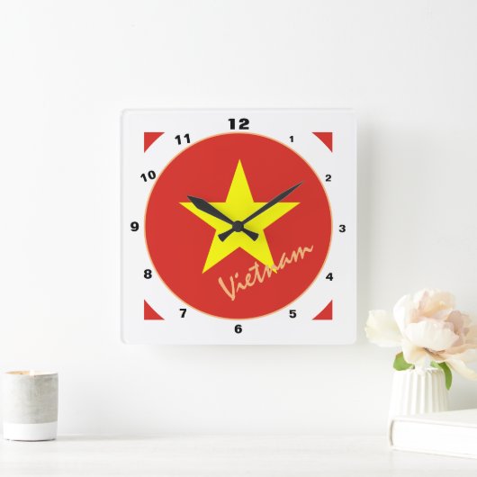 Moderne vietnamesische Flagge, Vietnam Zuhause / D Quadratische Wanduhr (Zuhause)