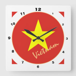 Moderne vietnamesische Flagge, Vietnam Zuhause / D Quadratische Wanduhr