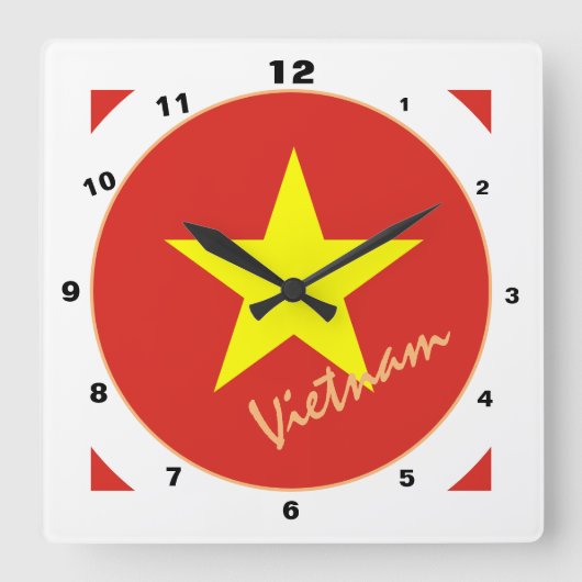 Moderne vietnamesische Flagge, Vietnam Zuhause / D Quadratische Wanduhr (Vorderseite)