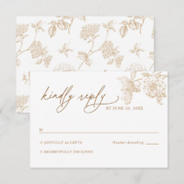 Moderne viktorianische goldene Blumen-Hochzeits-RS RSVP Karte