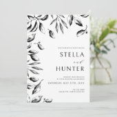 Moderne Viktorianische Schwarz-Weiß-Hochzeit Einladung (Stehend Vorderseite)