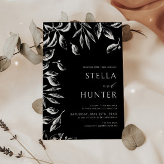 Moderne Viktorianische Schwarz-Weiß-Hochzeit Einladung