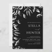 Moderne Viktorianische Schwarz-Weiß-Hochzeit Einladung (Vorderseite)