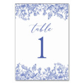 Moderne Vintag Blue Floral Tischnummer Card (Vorderseite)