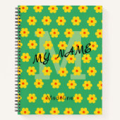Moderne Vintag-gelbe-grüne Blume Notizblock (Vorderseite)