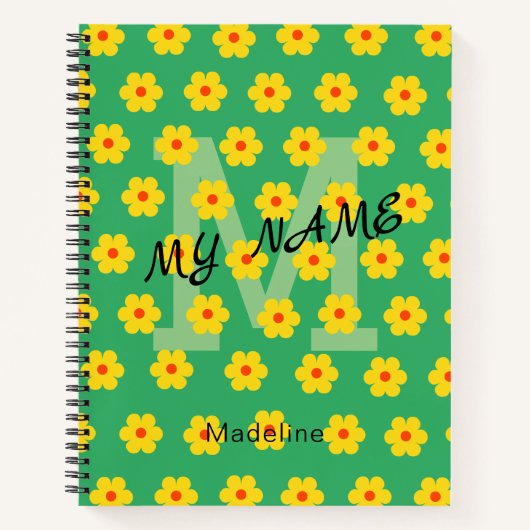 Moderne Vintag-gelbe-grüne Blume Notizblock (Vorderseite)