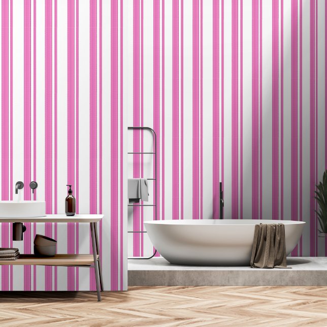 moderne, Vintag rosa abstrakte Linien Tapete (Badezimmer)