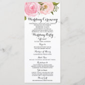 Moderne Vintag rosa Blumenkarte Programm (Vorderseite)