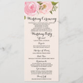 Moderne Vintag rosa Blumenkarte Programm (Vorderseite)