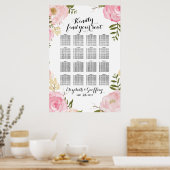 Moderne Vintag rosa Blumenübersicht Poster (Küche)