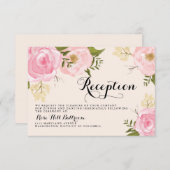 Moderne Vintag rosa florale Hochzeitskarte Begleitkarte (Vorne/Hinten)