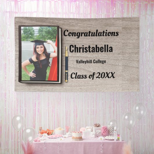 Moderne Vintage Abschluss Glückwünsche Foto ba Banner (Party)