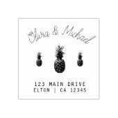 Moderne Vintage Ananas-Rücksendeadresse Hochzeit Gummistempel (Prägung)