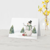 Moderne Vintage Aquarellschneemaschine Weihnachtsk Karte (Gelbe Blume)