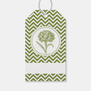 Moderne Vintage Artischocke und Zickzack Kunst Geschenkanhänger