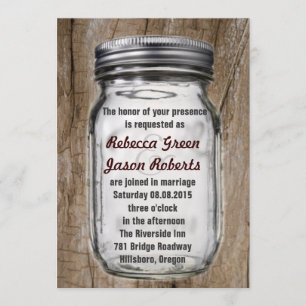 moderne vintage barn holz land mason glas hochzeit einladung