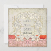 Moderne Vintage barocke Wirbel Save the Date (Rückseite)