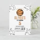 Moderne Vintage Basketball-Sporttaktik Geburtstag Einladung (Stehend Vorderseite)