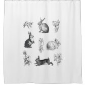 Moderne Vintage Bauernhäuser Osterkaninchen Duschvorhang (Vorderseite)