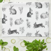 Moderne Vintage Bauernhäuser Osterkaninchen Geschirrtuch (Gefaltet)