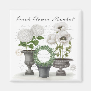 MODERNE VINTAGE-BAUERNHOF WEISSER GARTEN MAGNET