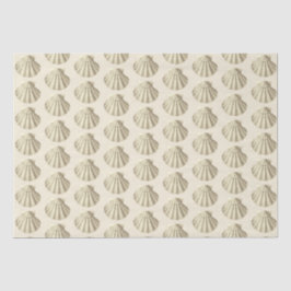 Moderne Vintage Beige-Braun-Muscheln auf Creme Seidenpapier
