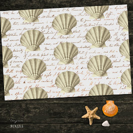 Moderne Vintage Beige Muschel Schrift Seidenpapier