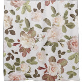 Moderne Vintage Beige-Rose-Blumenmuster Duschvorhang (Vorderseite)