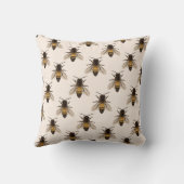 Moderne Vintage Bienenkönigin Zeichne Kissen (Rückseite)