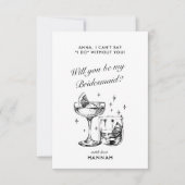 Moderne Vintage Black Bridesmaid-Karte Einladung (Vorderseite)