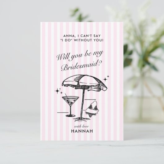 Moderne Vintage Black Bridesmaid-Karte Einladung (Stehend Vorderseite)