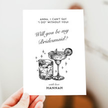 Moderne Vintage Black Bridesmaid-Karte